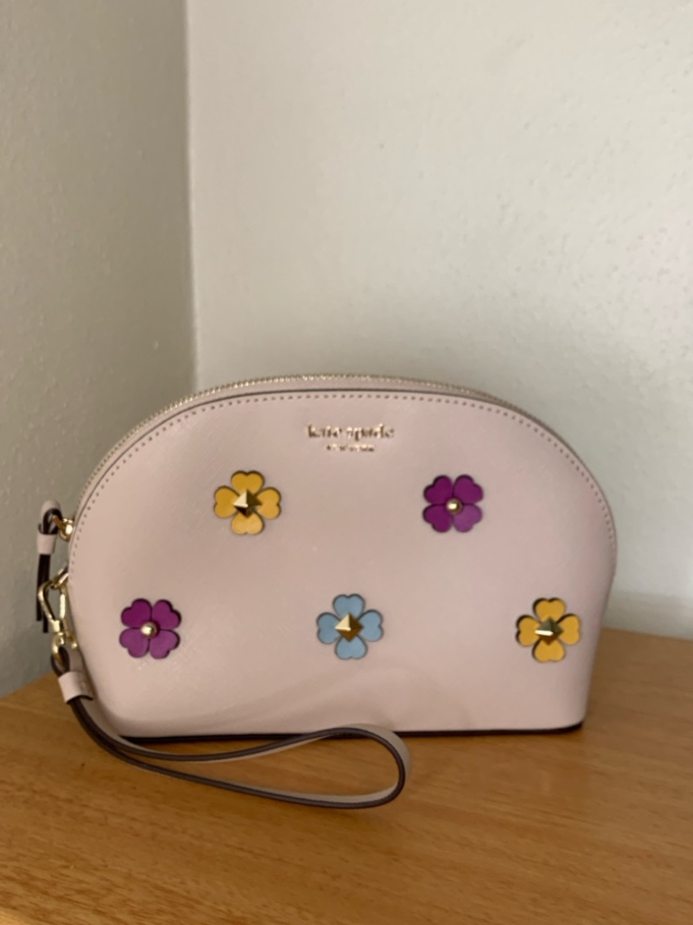 Kate Spade Flower Applique Dome Pouch Clutch Wristlet